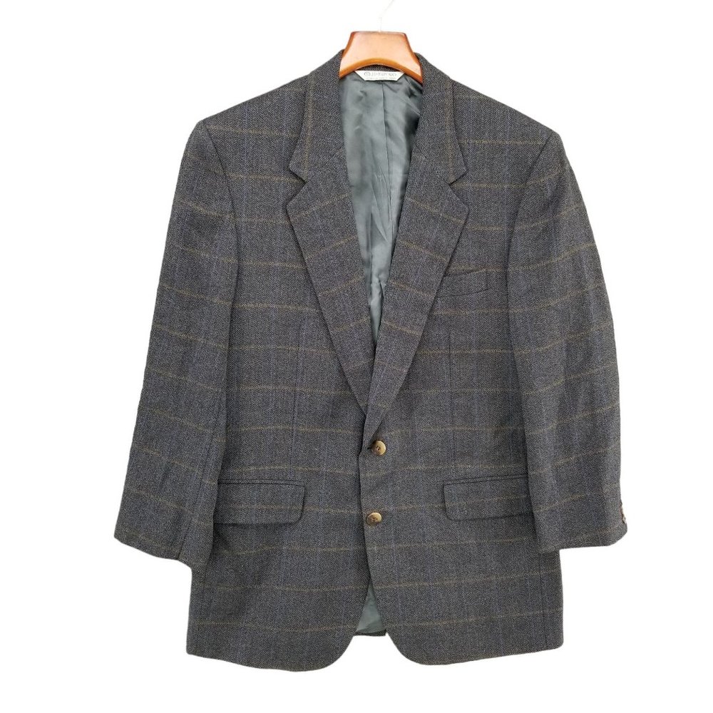 JP Tilford Harry Rosen Blazer Mens Grey Lambswool 2 Button Jacket Size 42R